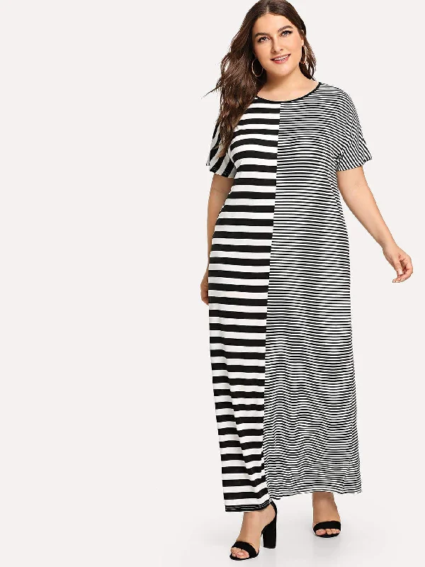 Plus Contrast Stripe Maxi Dress