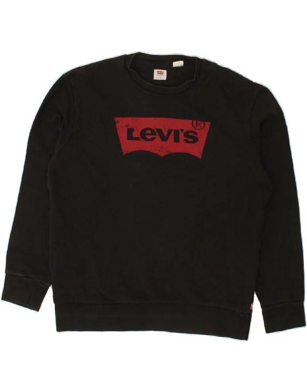 LEVI'S Mens Graphic Sweatshirt Jumper Medium Black Cotton