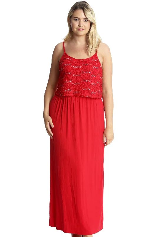 Floral Sequin Lace Maxi Dress