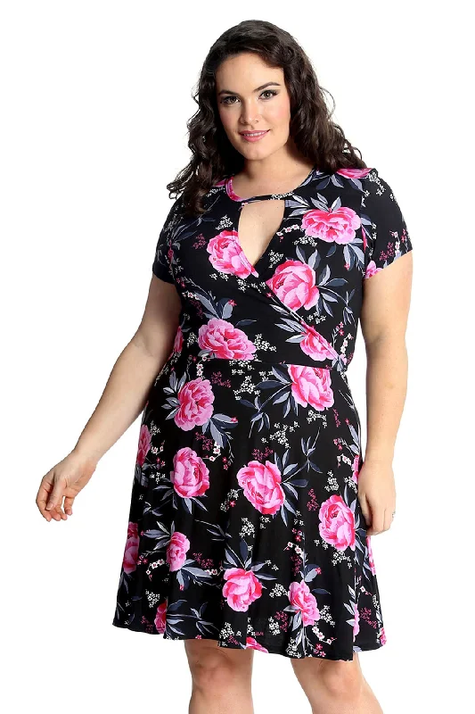 Rose Print Crossover Dress