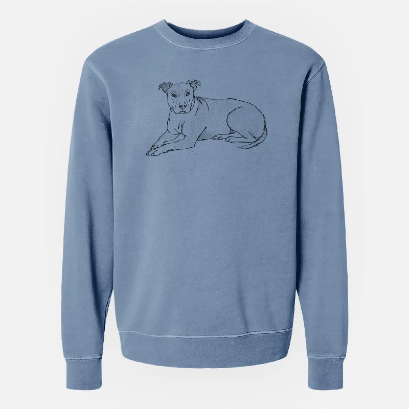 Doodled Lightning McQueen the Pitbull Mix - Unisex Pigment Dyed Crew Sweatshirt