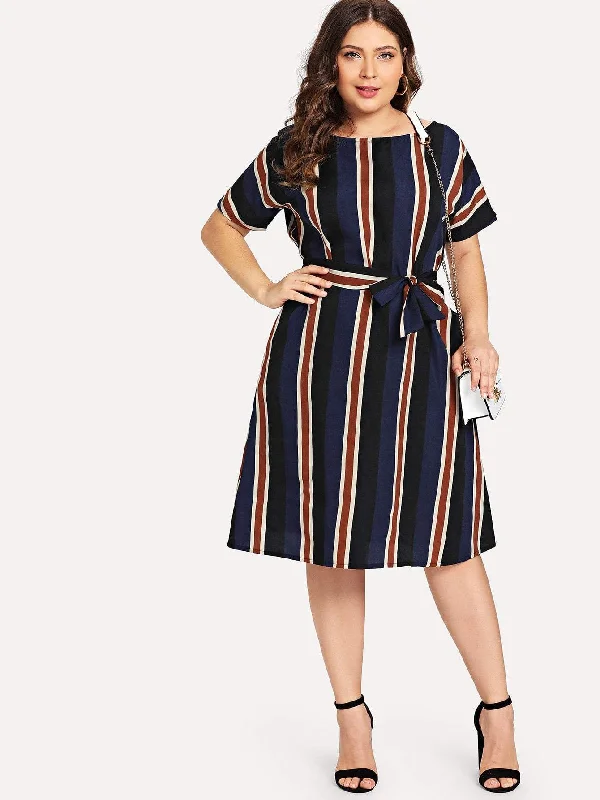 Plus Colorblock Striped Dress