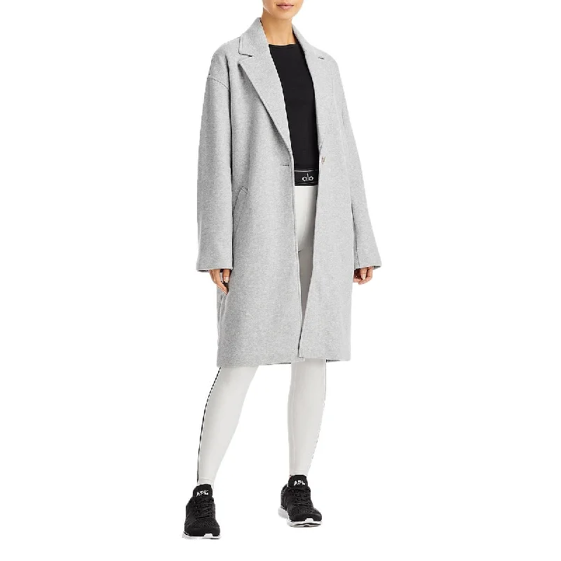 Womens Cotton Blend Heathered Trench Coat