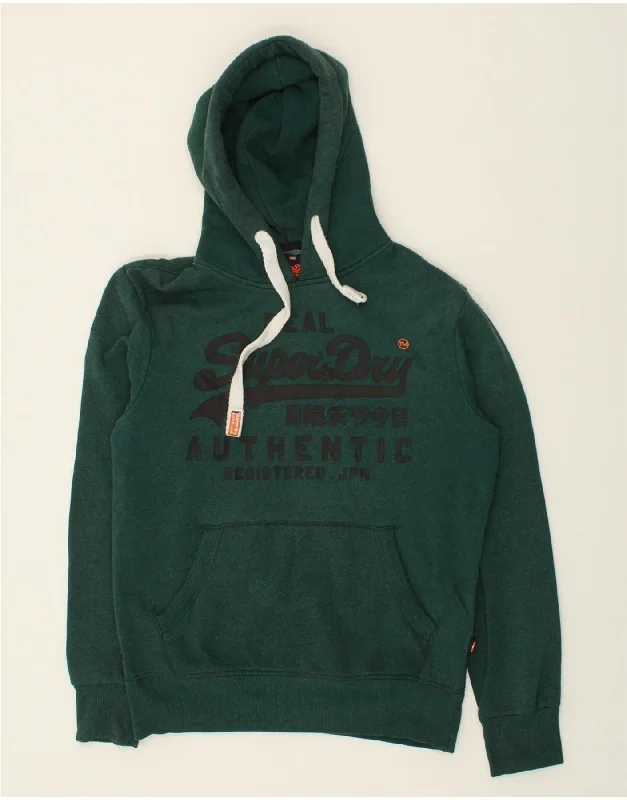 SUPERDRY Mens Graphic Hoodie Jumper Medium Green Cotton