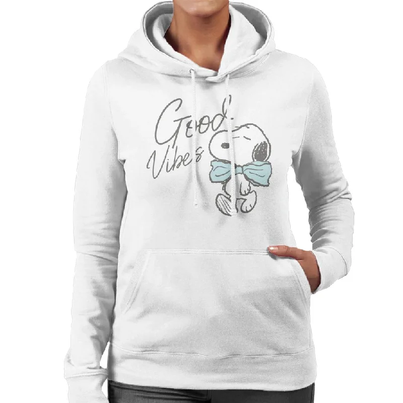 Peanuts Snoopy Good Vibes Bow Tie Women's Hooded Sweatshirt