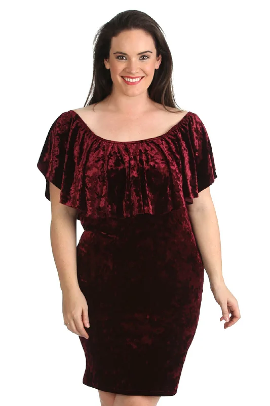 Velvet Frill Top Midi Dress