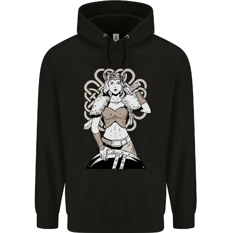 A Female Viking Shield Maiden Warrior Mens 80% Cotton Hoodie