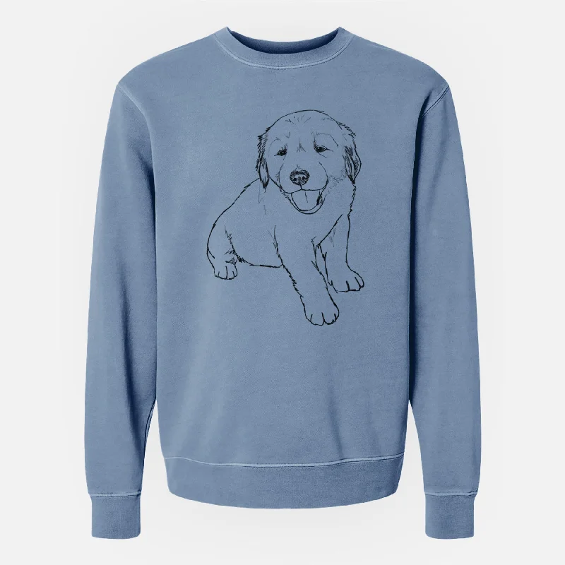 Doodled Loganator the Golden Retriever Puppy - Unisex Pigment Dyed Crew Sweatshirt