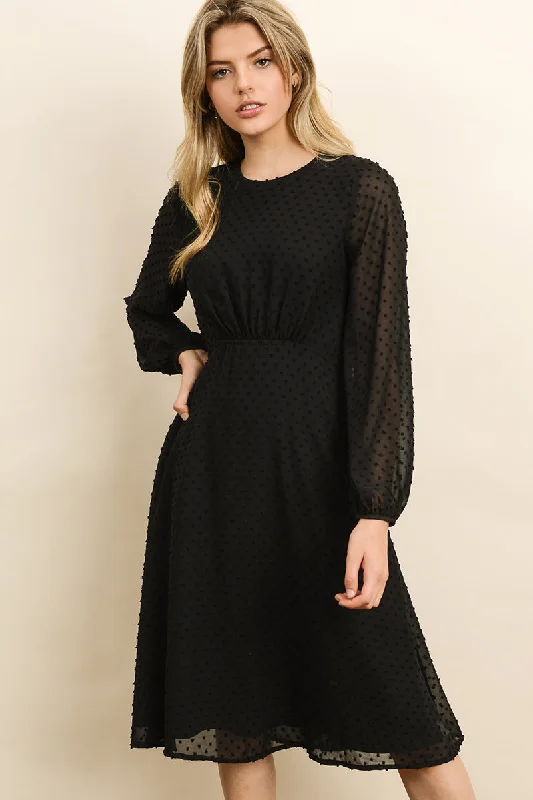 Colette Swiss Dot Dress in Black