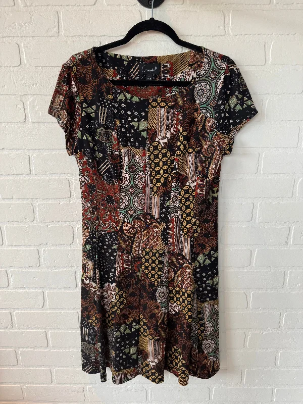 Dress Casual Midi By Connected Apparel In Black & Tan, Size: M