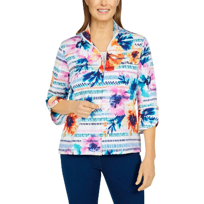 Womens Printed Front Zipper Sportcoat