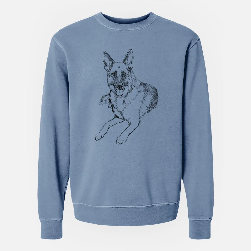 Doodled Dixie the German Shepherd - Unisex Pigment Dyed Crew Sweatshirt