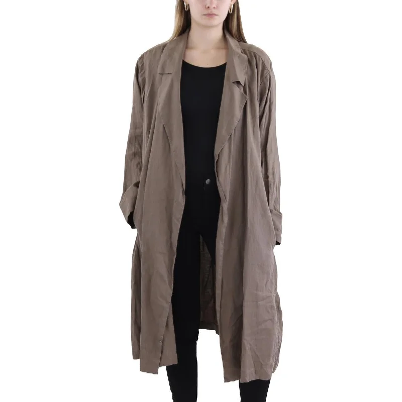 Womens Organic Linen Long Sleeve Trench Coat