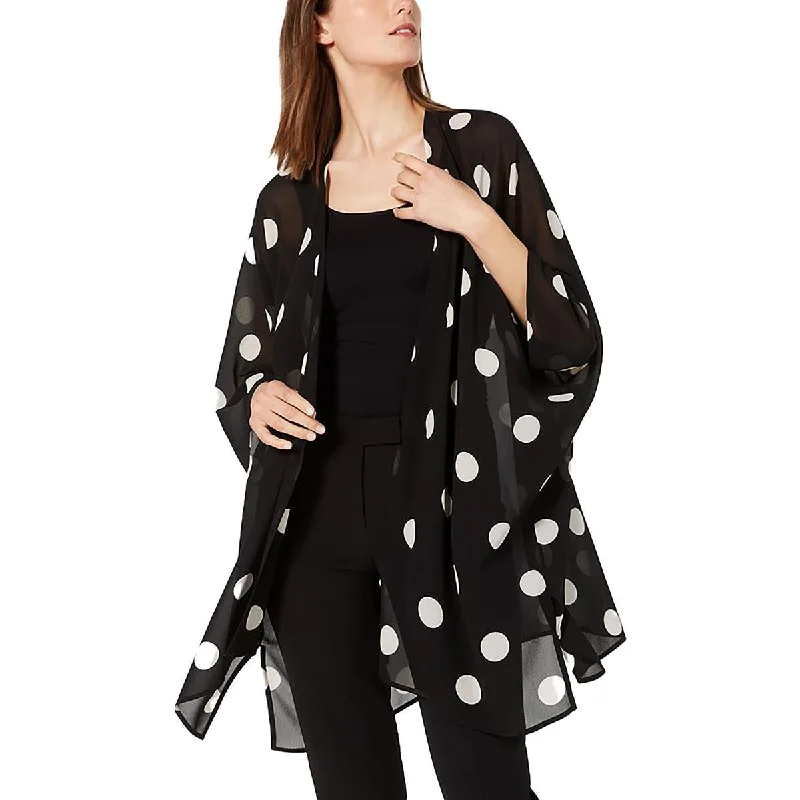 Womens Chiffon Polka Dot Duster Blazer