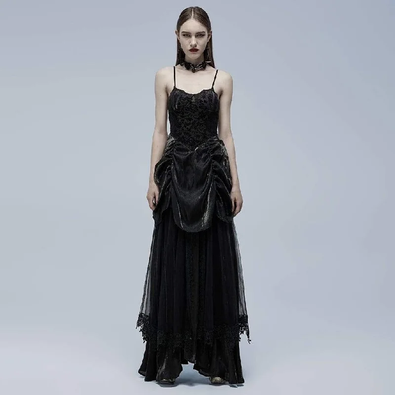 Women's Gothic Strappy Ruffle Layered Slip Wedding Dress