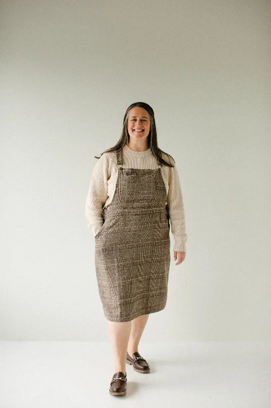 Plus 'Oaks' Plaid Overall Dress in Brown FINAL SALE