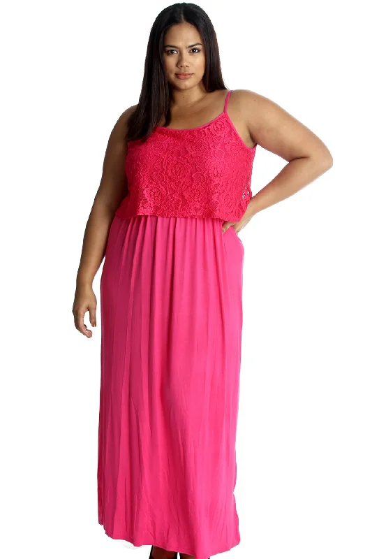 Lace Top Sleeveless Maxi Dress