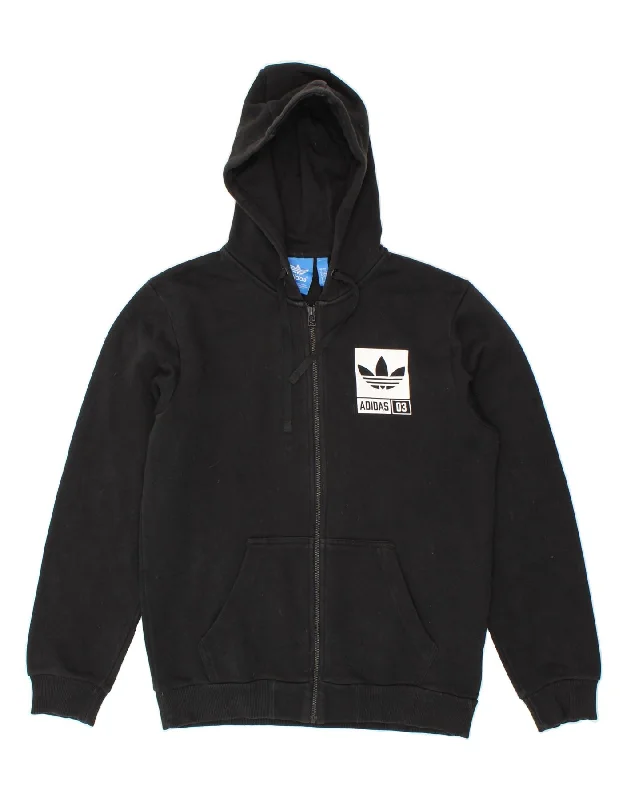 ADIDAS Mens Graphic Zip Hoodie Sweater Small Black Cotton