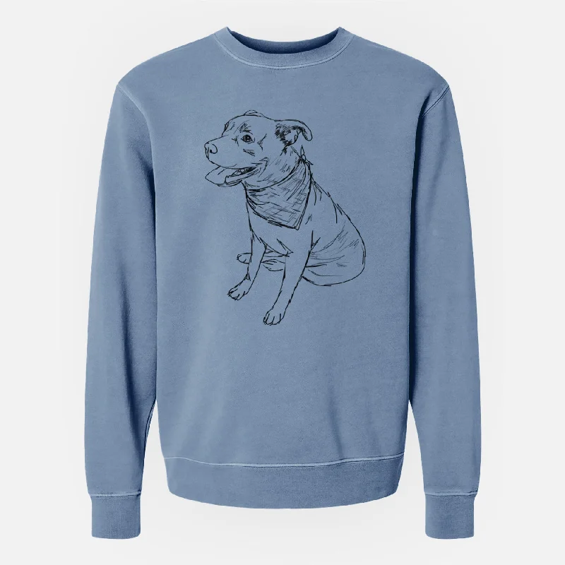 Doodled Comet the Pitbull Mix - Unisex Pigment Dyed Crew Sweatshirt