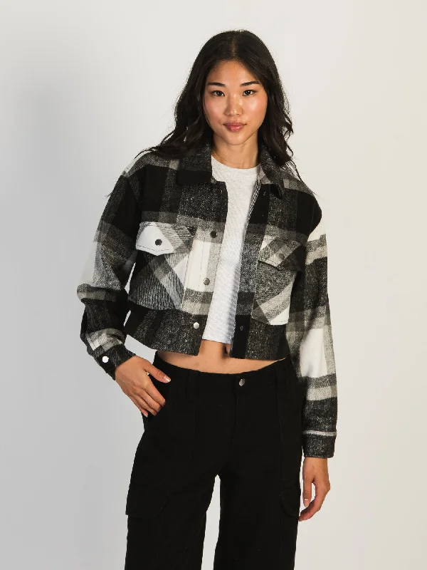 HARLOW BRITTANY CROPPED JACKET - BLACK WHITE