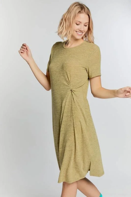 Janelle Tee Dress in Heathered Mustard