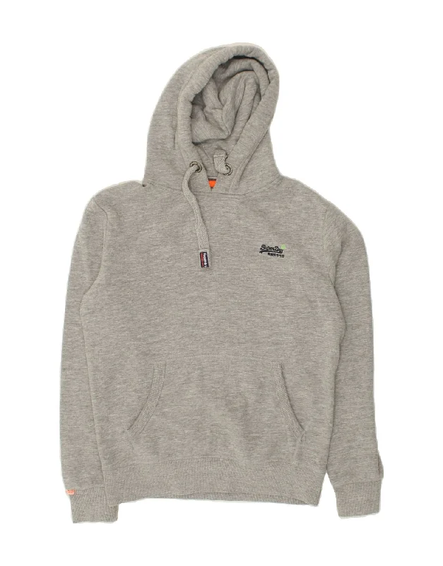 SUPERDRY Mens Hoodie Jumper Medium Grey Cotton