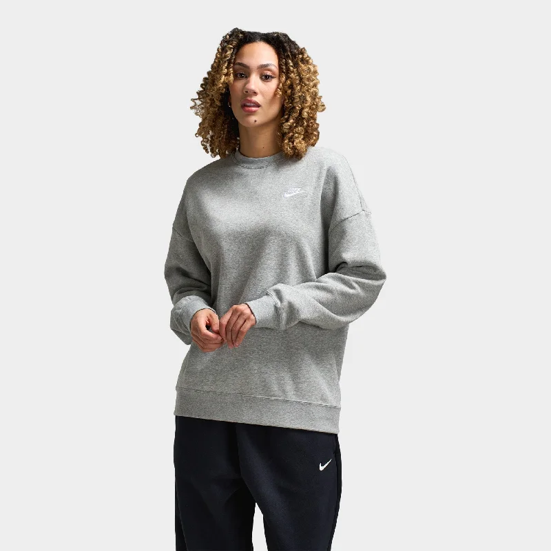 Nike Sportswear Women's Club Fleece Loose Crewneck Dark Grey Heather / White