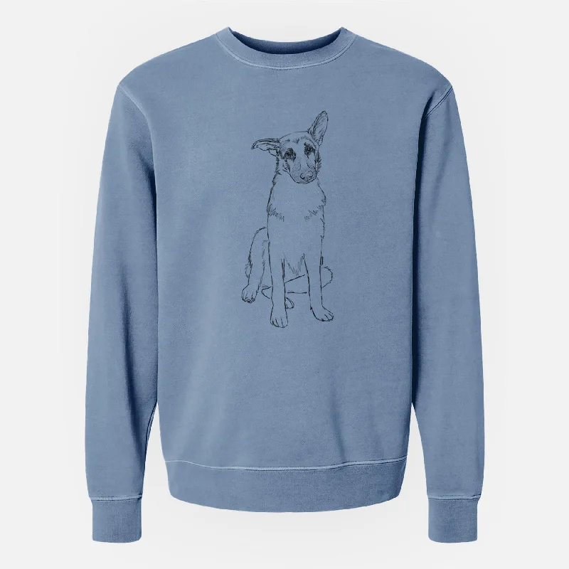 Doodled Riley the German Shepherd - Unisex Pigment Dyed Crew Sweatshirt