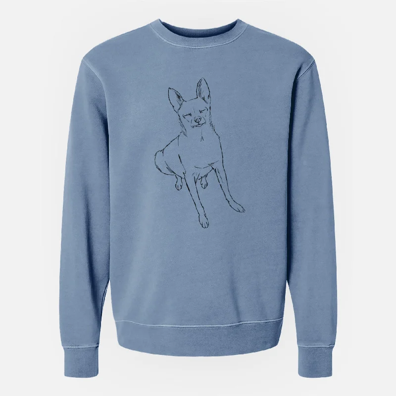 Doodled Kozmo the Chihuahua - Unisex Pigment Dyed Crew Sweatshirt