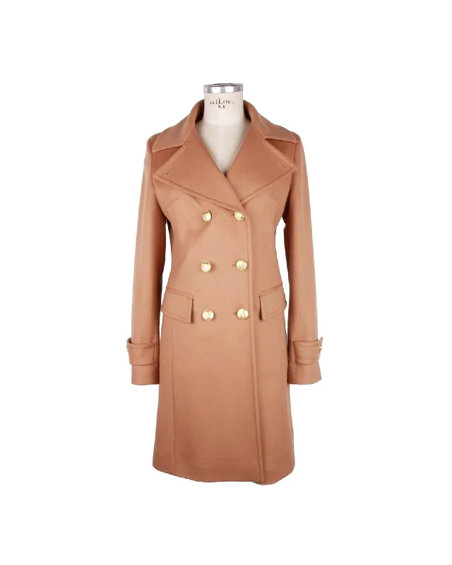 Made in Italy  Camel Double Breasted Peacoat - Women's Classic Outerwear