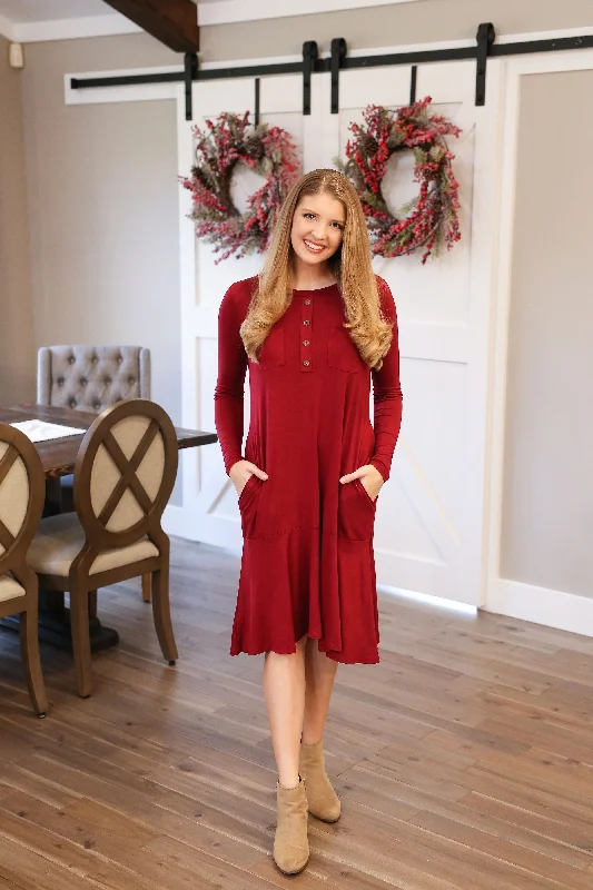 Versatile Cranberry Tee Dress