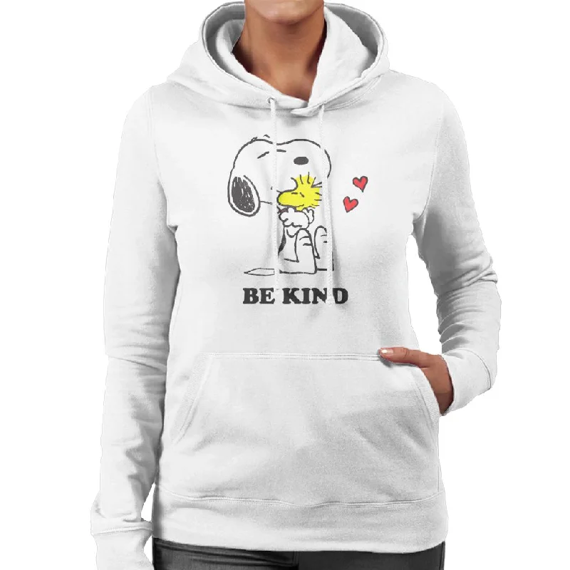 Peanuts Snoopy Hugging Woodstock Love Hearts Be Kind Women's Hooded Sweatshirt