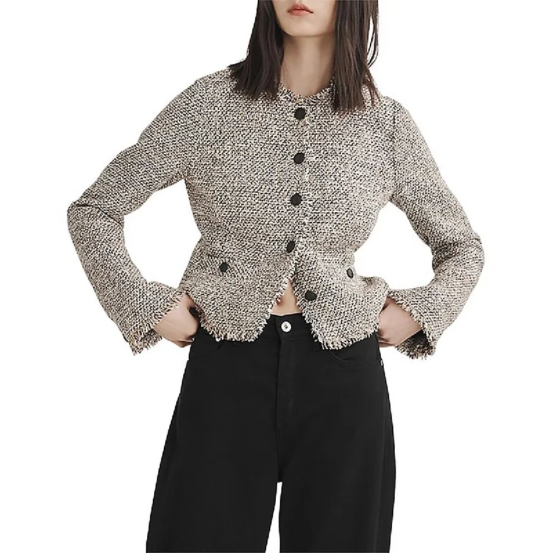 Carmen Womens Tweed Suit Separate Collarless Blazer