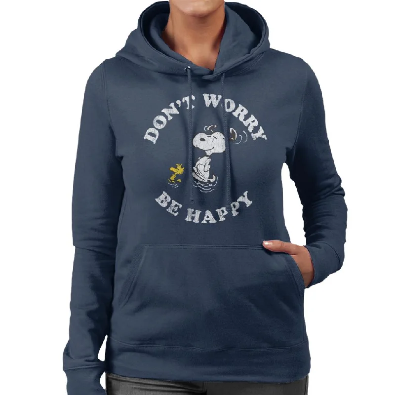 Peanuts Snoopy And Woodstock Dont Worry Be Happy Women's Hooded Sweatshirt