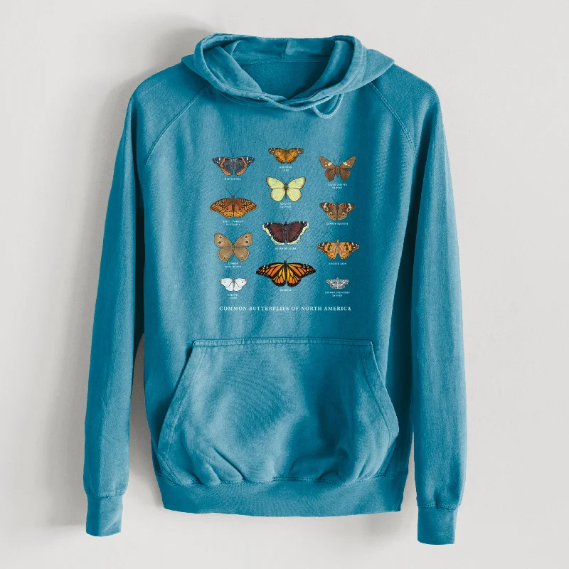 Common Butterflies of North America  - Mid-Weight Unisex Vintage 100% Cotton Hoodie