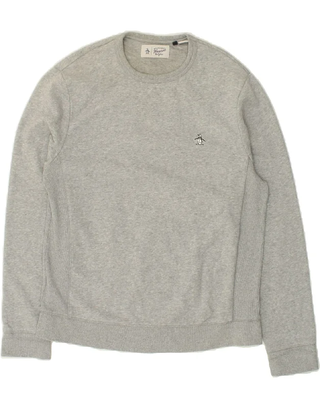 PENGUIN Mens Sweatshirt Jumper Large Grey Cotton