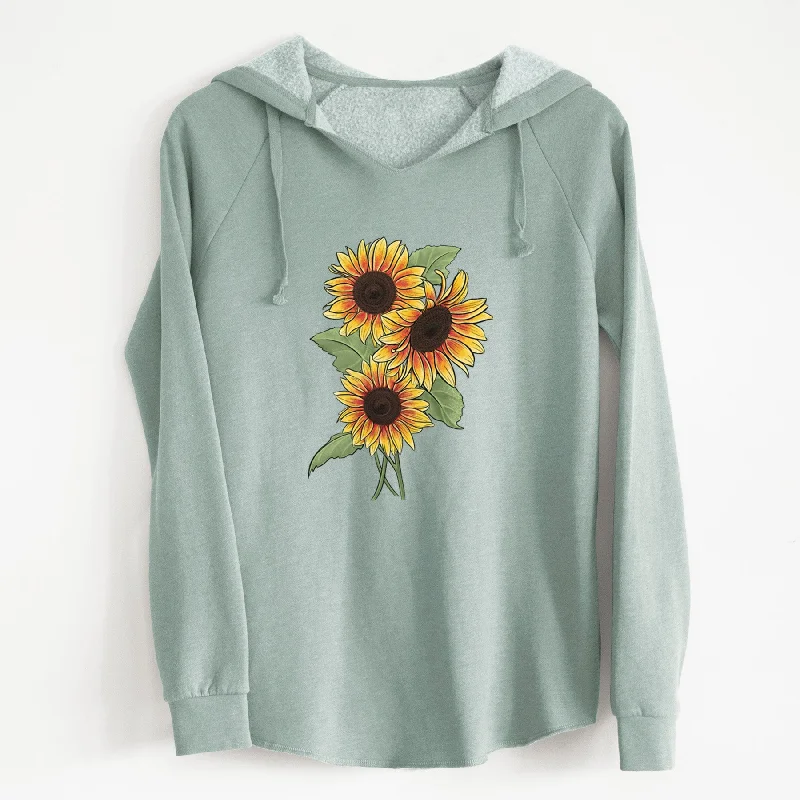 Firecracker Sunflowers - Helianthus annuus - Cali Wave Hooded Sweatshirt