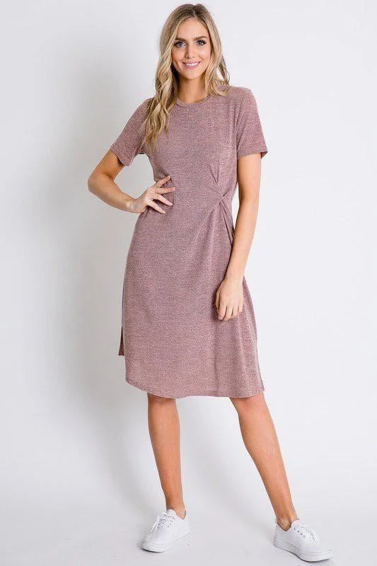 Janelle Tee Dress in Heathered Rose