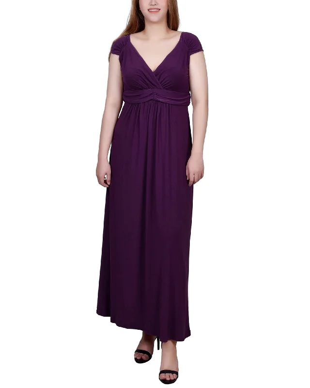 Petite Ruched Empire-Waist Maxi Dress