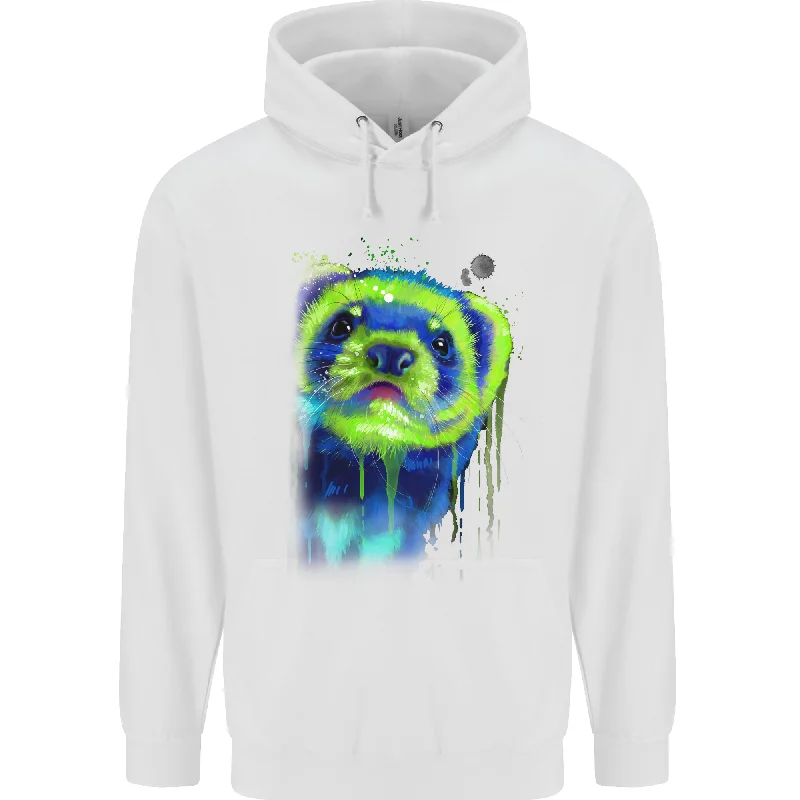 A Ferret Watercolour Mens 80% Cotton Hoodie