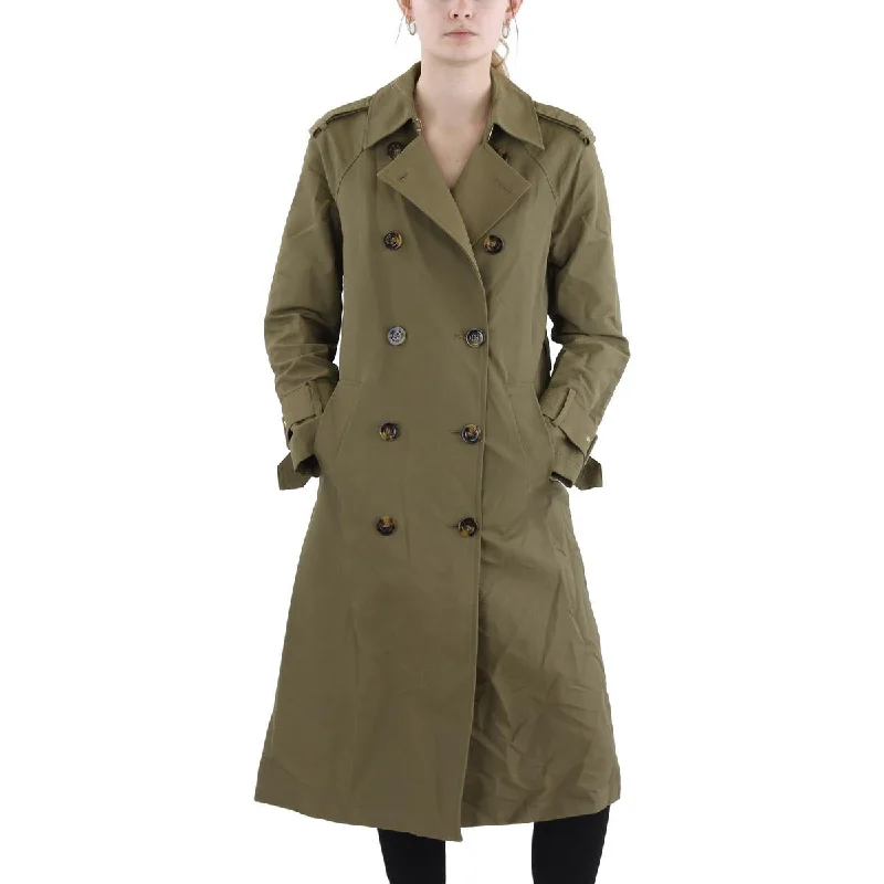 Womens Cotton Blend Double Breasted Trench Coat