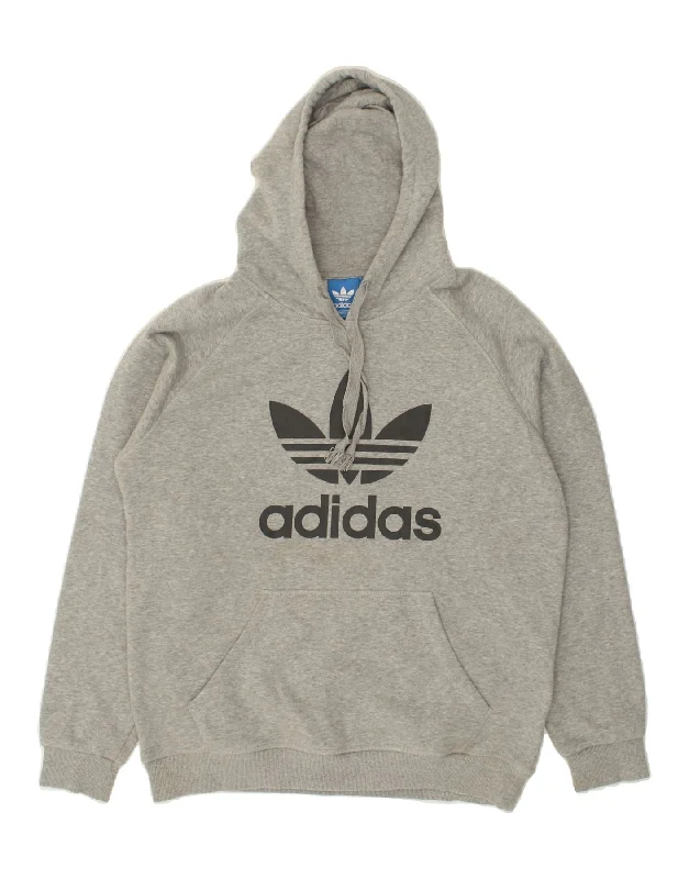 ADIDAS Mens Graphic Hoodie Jumper Large Grey Cotton