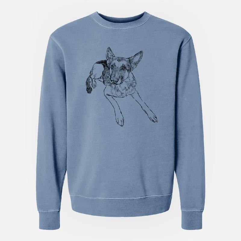 Doodled Lance the German Shepherd - Unisex Pigment Dyed Crew Sweatshirt