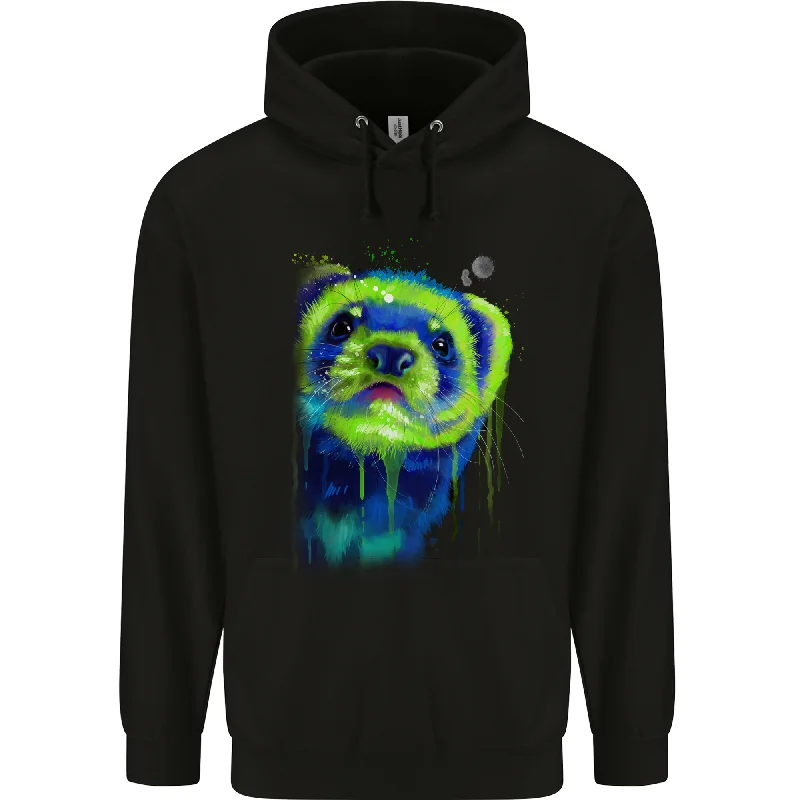 A Ferret Watercolour Mens 80% Cotton Hoodie