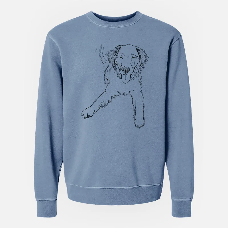 Doodled Loganator the Golden Retriever - Unisex Pigment Dyed Crew Sweatshirt