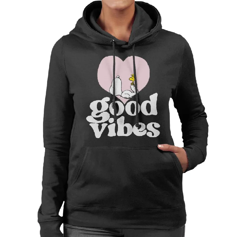 Peanuts Snoopy And Woodstock Love Heart Good Vibes Women's Hooded Sweatshirt