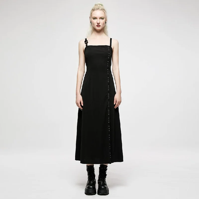 Women's Punk Side Slit Maxi Slip Dress