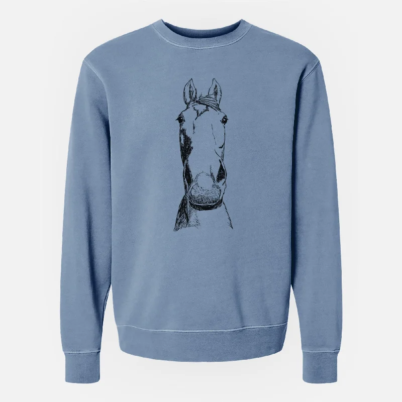 Doodled Jeremiah the OTTB - Unisex Pigment Dyed Crew Sweatshirt