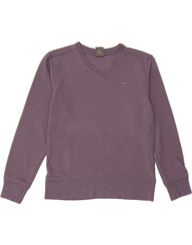 NIKE Womens Sweatshirt Jumper UK 10/12 Medium Purple Cotton