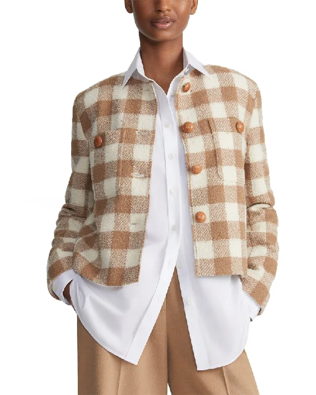 Lafayette 148 New York Collarless Patch Pocket Wool-Blend Jacket